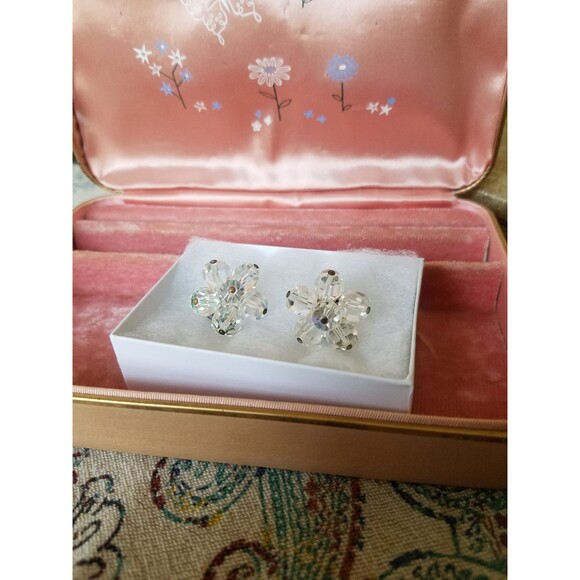 Aurora Borealis Crystal Clip-on Earrings - Picture 3 of 10